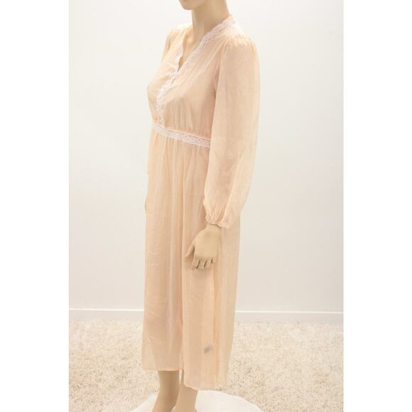 Dazy Retro Midi Prairie Dress Medium Sheer Chiffon Peach Cottagecore Romantic - Picture 2 of 11